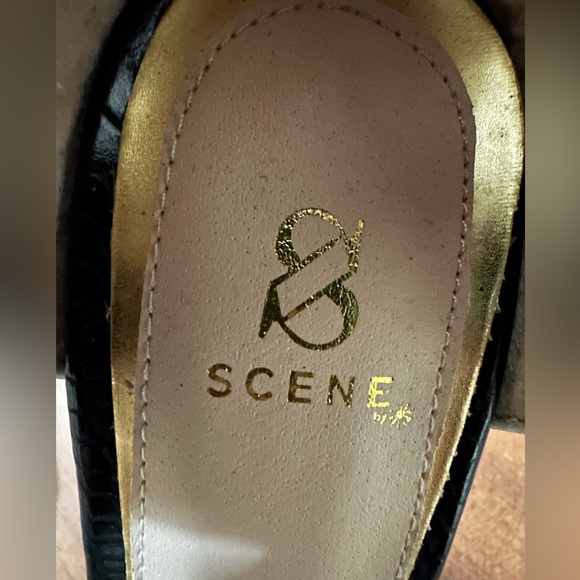 NEW SCENE Platform Stiletto High Heels Y2K Snakeskin Aqua Blue w Black Size 7.5 - Picture 8 of 11